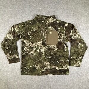 TrueTimber Fleece Camo 1/4 Zip Pullover Mens M Green Camouflage Hunting Outdoor
